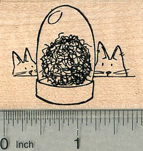 Cat Hairball Rubber Stamp, Roadside Attraction, Road Trip Series