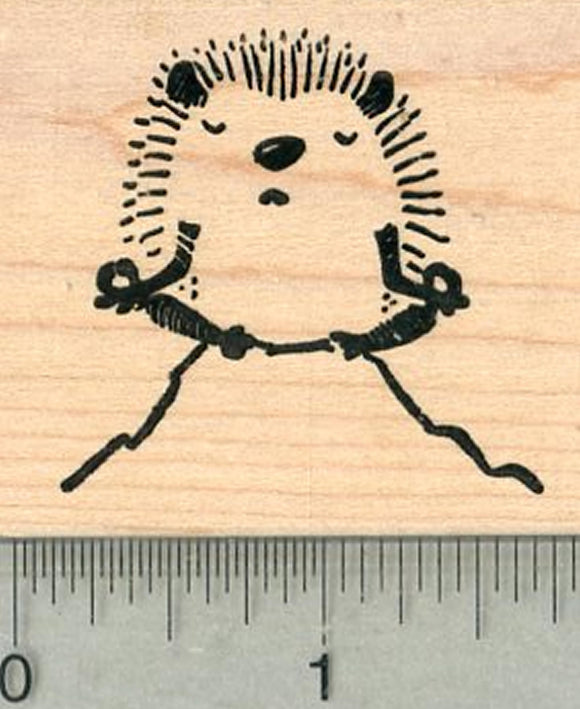 Meditating Hedgehog Rubber Stamp, Yoga Series