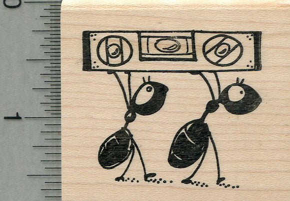 Carpenter Ant Rubber Stamp, with Bubble Level
