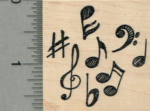 Musical Notes Rubber Stamp, Music Series
