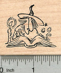 Halloween Witch Rubber Stamp, with Spell Book