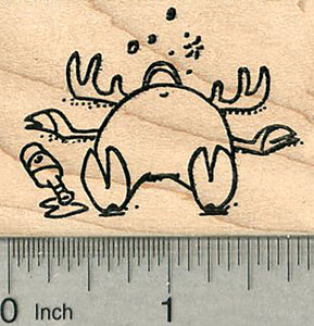 Drunken Reindeer Rubber Stamp, Blitzen, Christmas Humor Series