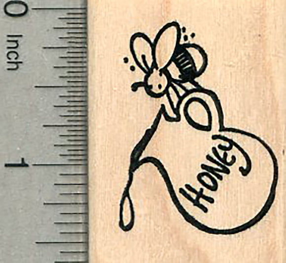 Honey Bee Rubber Stamp, with Pitcher