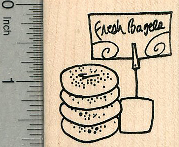 Fresh Bagels Rubber Stamp, Jewish Bakery Series