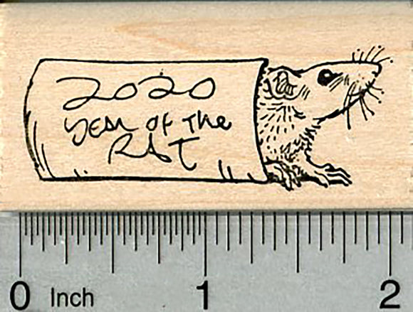 Year of the Rat Rubber Stamp, Chinese New Year, 2020 Version