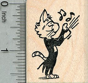 Cat Conductor Rubber Stamp, Orchestra Music Series
