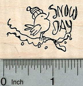 Snow Day Rubber Stamp, Bird Singing