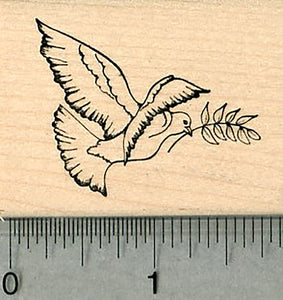 Peace Dove Rubber Stamp, with Olive Branch, Facing Right