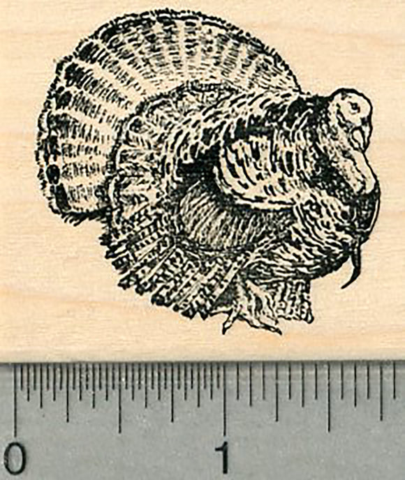 Wild Turkey Rubber Stamp, Small Size, Thanksgiving Series
