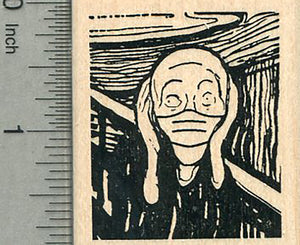 Masked Scream Rubber Stamp, Edvard Munch Figure in Mask