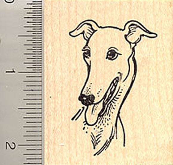 Smiling Greyhound Dog Rubber Stamp