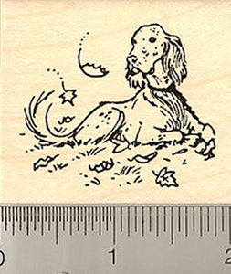 English Setter w/ Leaves Falling Rubber Stamp