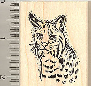 Bobcat Portrait Rubber Stamp