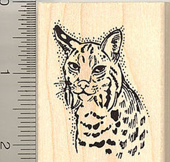 Bobcat Portrait Rubber Stamp