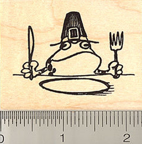 Thanksgiving Frog Pilgrim Rubber Stamp