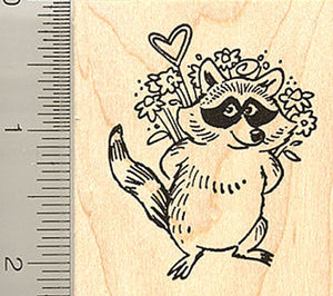 Raccoon Valentine Rubber Stamp