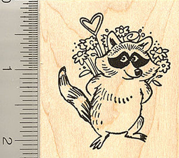 Raccoon Valentine Rubber Stamp