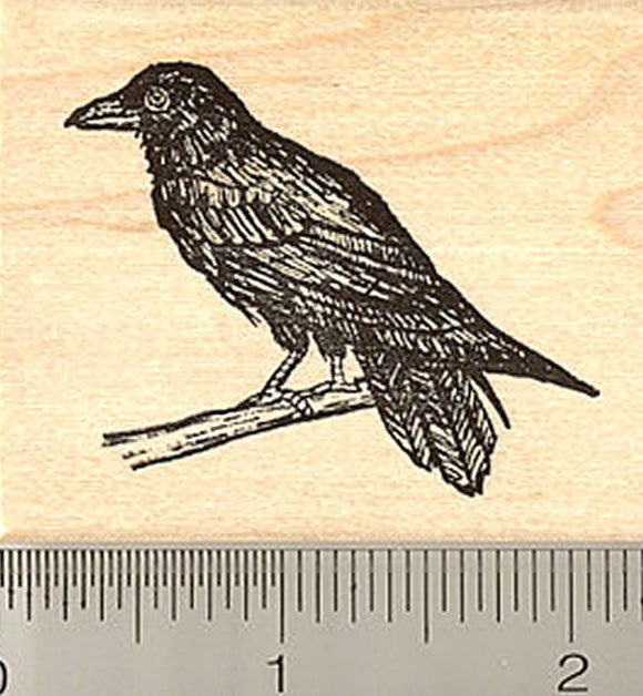 Raven Bird Rubber Stamp, Crow