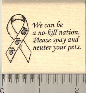 Animal Welfare Ribbon Rubber Stamp, Spay and Neuter