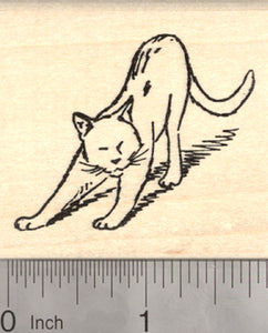 Stretching Cat Rubber Stamp
