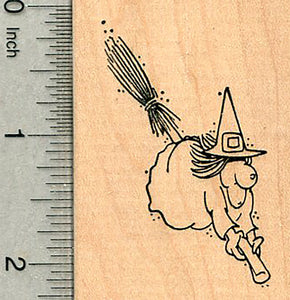 Flying Witch Rubber Stamp