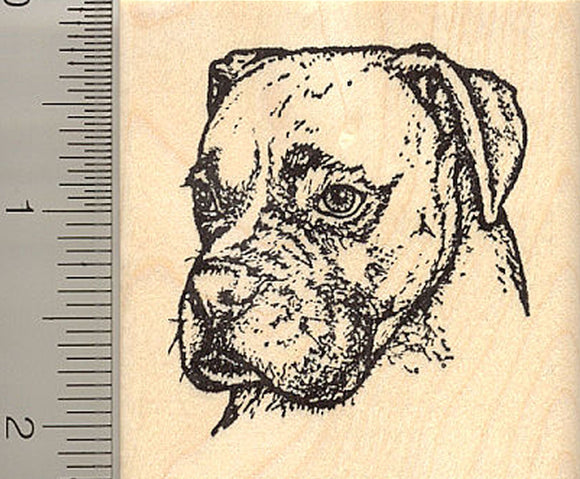 Detailed Boxer Dog Profile Rubber Stamp (Riggley)