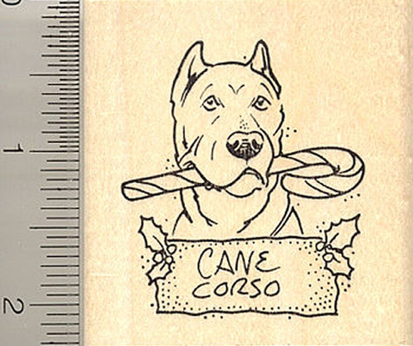Candy Cane Corso Rubber Stamp