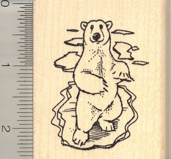 Polar Bear on Ice Rubber Stamp