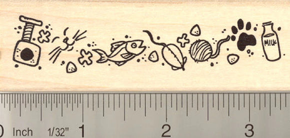 Cute Cat Themed Border Rubber Stamp