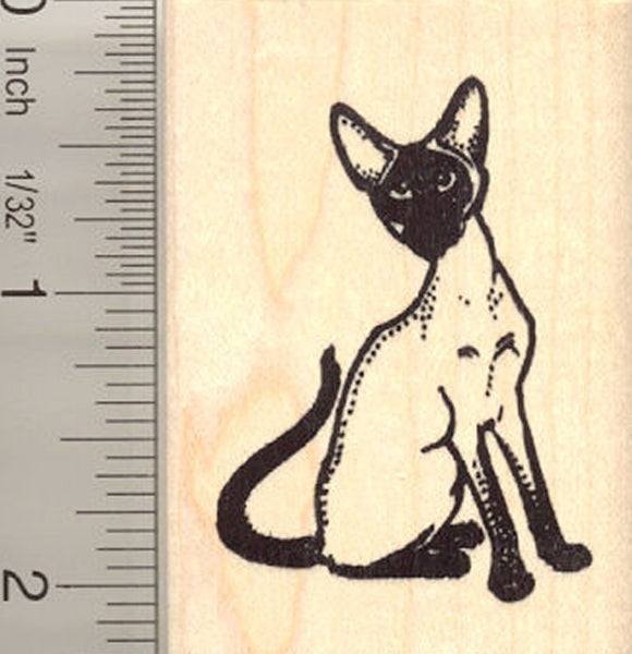 Elegant Siamese Cat Rubber Stamp