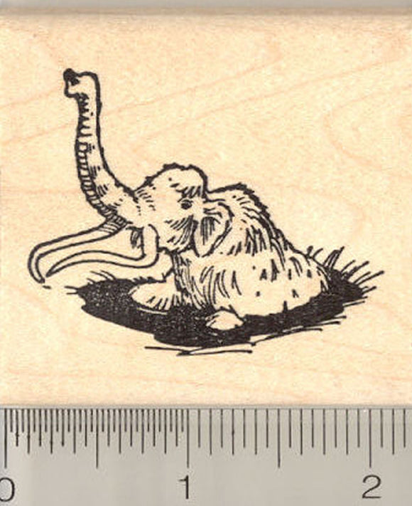 Mammoth in Tar Pit Rubber Stamp