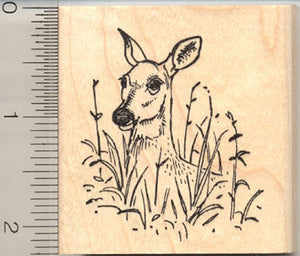 Doe in Tall Grass Rubber Stamp