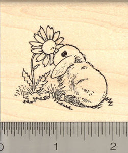 Bunny with Flower Rubber Stamp