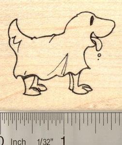 Dog in Ghost Costume Rubber Stamp