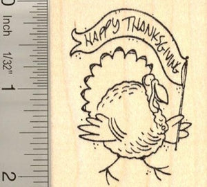Happy Thanksgiving Turkey Rubber Stamp