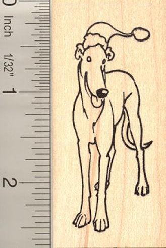 Christmas Greyhound Rubber Stamp