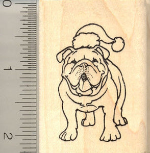 Christmas Bulldog Rubber Stamp