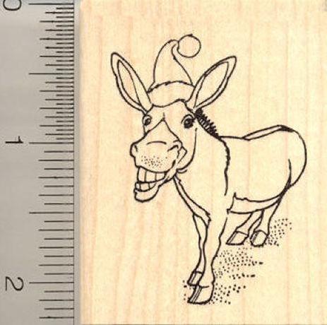 Christmas Donkey Rubber Stamp