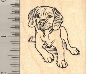 Sitting Puggle Dog Rubber Stamp