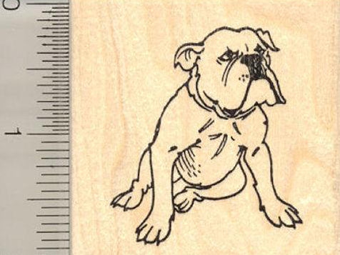 Sitting Bulldog Rubber Stamp