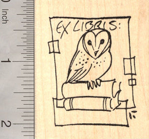 Owl Bookplate Ex Libris Rubber Stamp