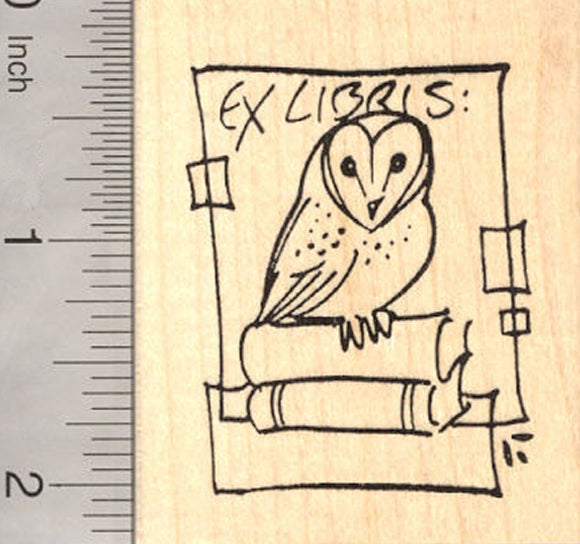 Owl Bookplate Ex Libris Rubber Stamp