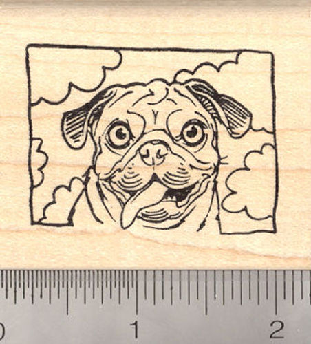 Pug Square Dog Rubber Stamp