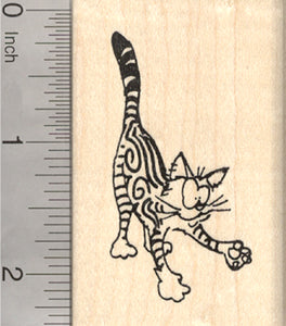Playful Tabby Cat Rubber Stamp
