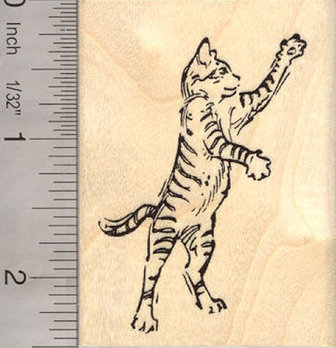 Playful Tabby Cat Rubber Stamp