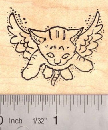 Angel Kitty Cat Rubber Stamp