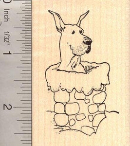 Great Dane Dog looking for Santa Rubber Stamp