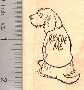 Rescue Me Dog in Shirt Rubber Stamp