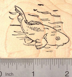 Koi in Pond Rubber Stamp (Fish)