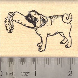 Pug with dog toy Rubber Stamp